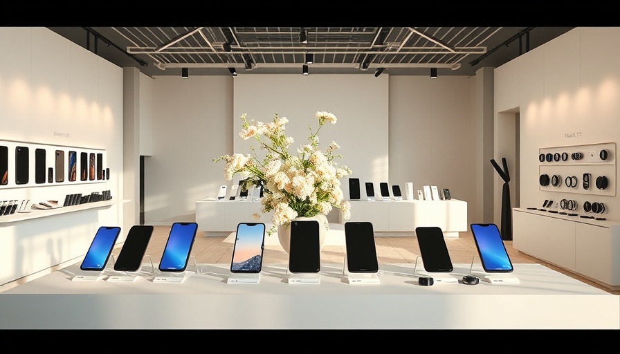 Pixel 10 smartphones and accessories in stylish showroom display.
