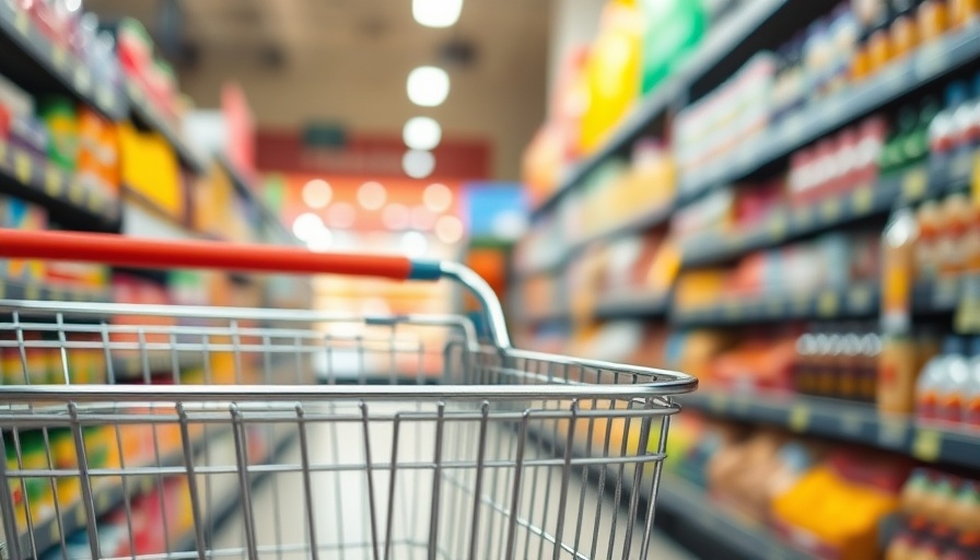Chrome cart in grocery aisle for Get Free Instacart Groceries
