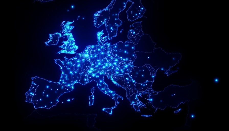 Digital Europe map as circuit board, symbolizing growth in startups.