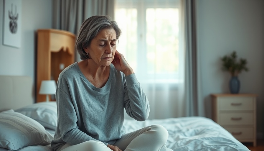 Woman on bed experiencing discomfort, illustrating menopause and Crohn’s.