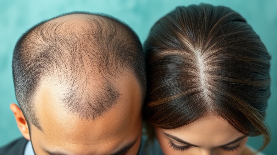Close-up of a man and woman's scalps showing androgenetic alopecia causes and hair loss.