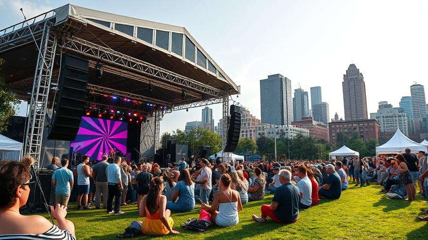 Vibrant Columbus family activities at outdoor festival with skyline backdrop.