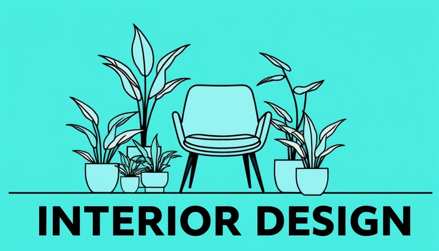 Minimalist interior design harmony illustration with a chair and plants.