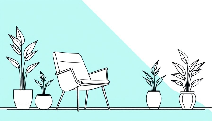 Minimalist interior design with chair and plants on turquoise background, maximizing small interiors.