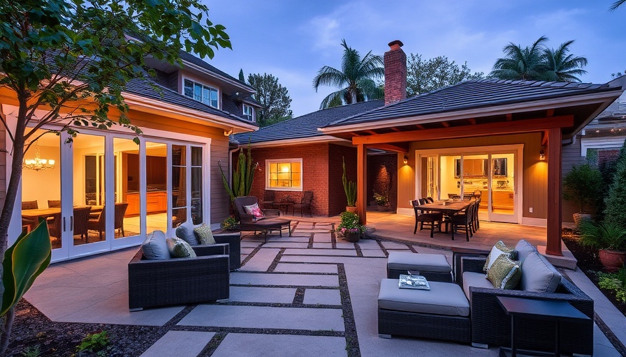 This beautiful backyard design is inspired by the current indoor-outdoor trend where indoor materials and patterns are u...