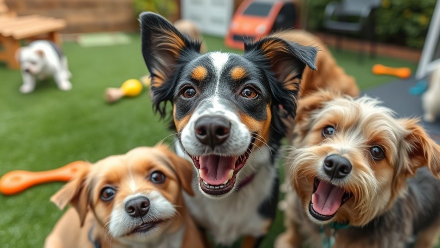 Cute dogs in a pet-friendly backyard featuring durable paver designs for pets.