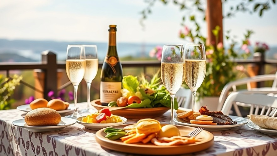 Brunch table with champagne, perfect for Hampton Roads events this weekend.