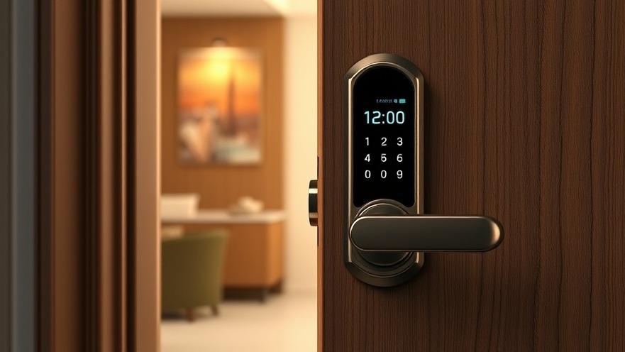 Smart lock with digital display, showcasing home security technology in modern design.