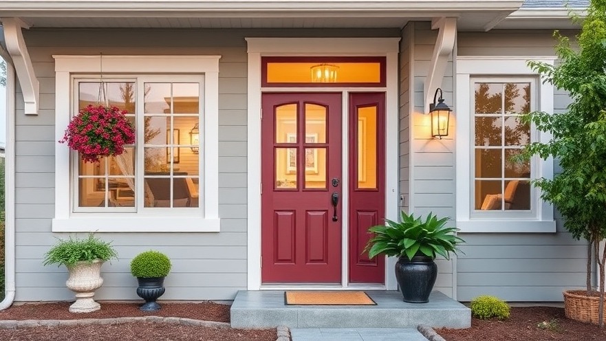 Bold colored front door on a new home, highlighting eco-friendly DIY projects in Hampton Roads.