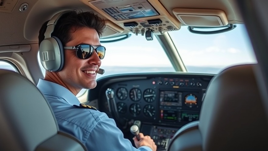Pilot in small plane cockpit showcasing community support and innovative interior design.