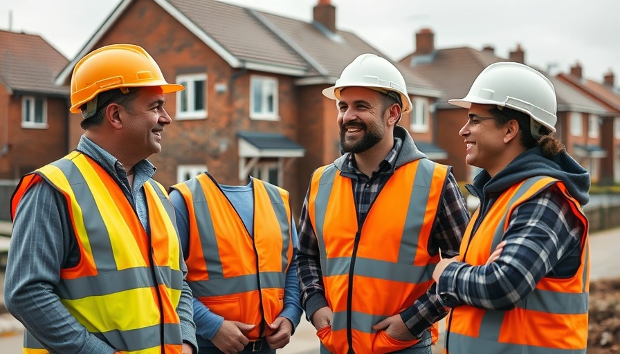 Construction workers discussing a home addition project.