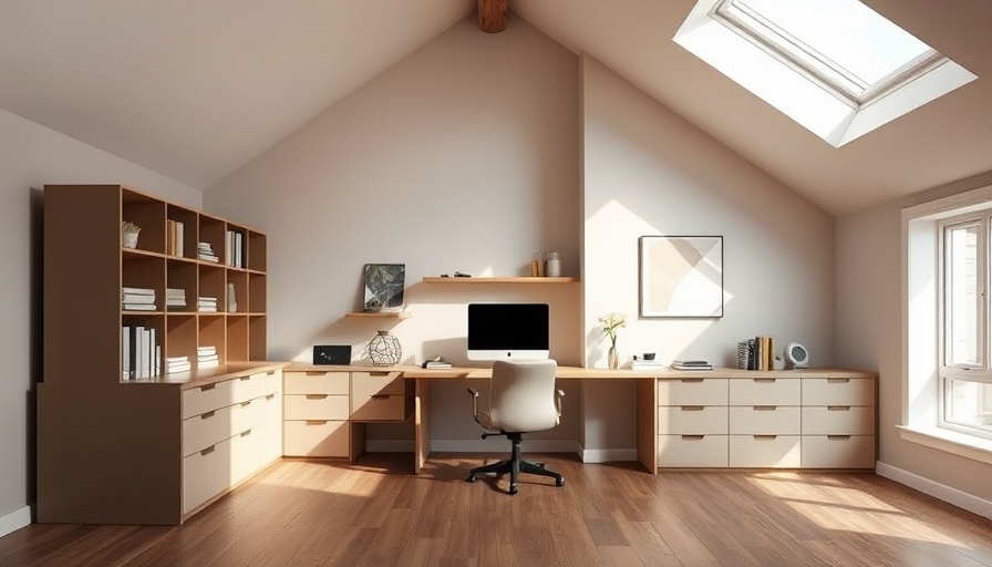 Modern minimalist loft conversion office with elegant organization.
