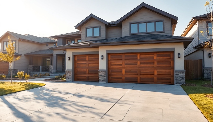 Modern house with dual wooden garage doors in Edmonton.