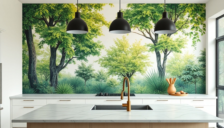 Nature-themed kitchen wallpaper ideas with foliage design.
