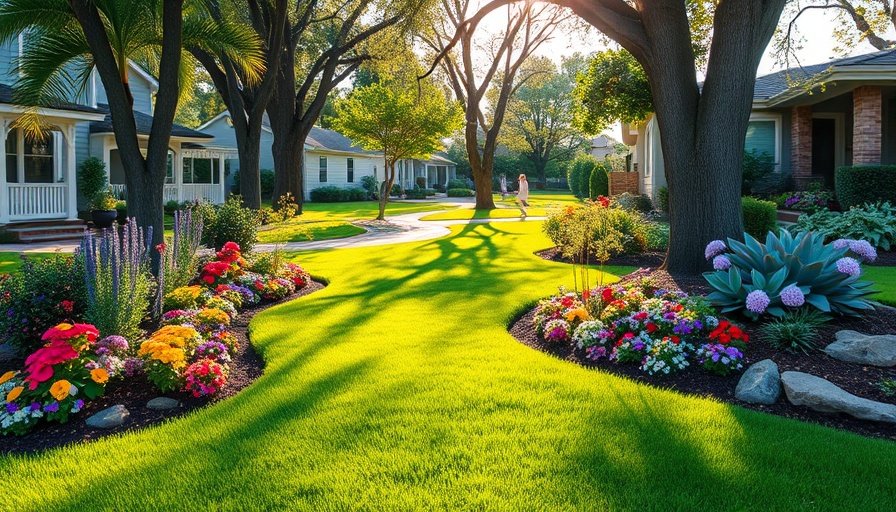 Green FX Landscaping Services - vibrant suburban yard with lush grass and flowers.