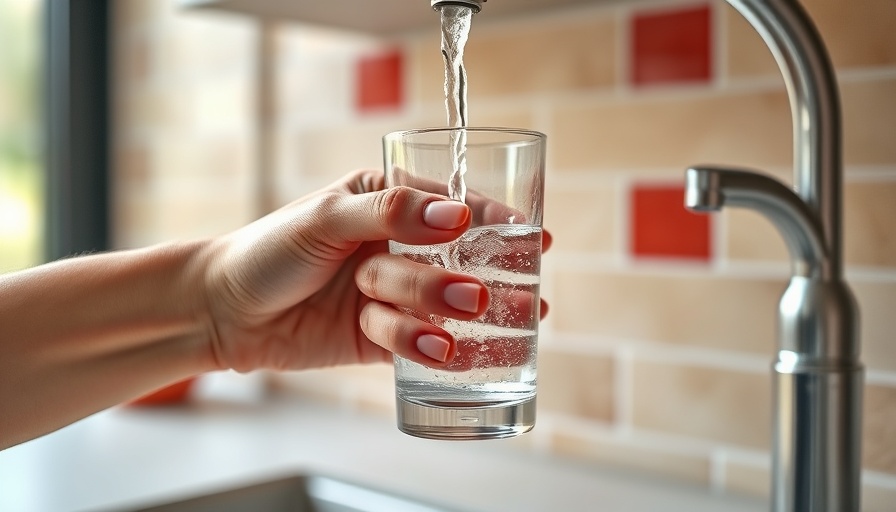 Hand filling glass with water from tap in kitchen, high water bills.