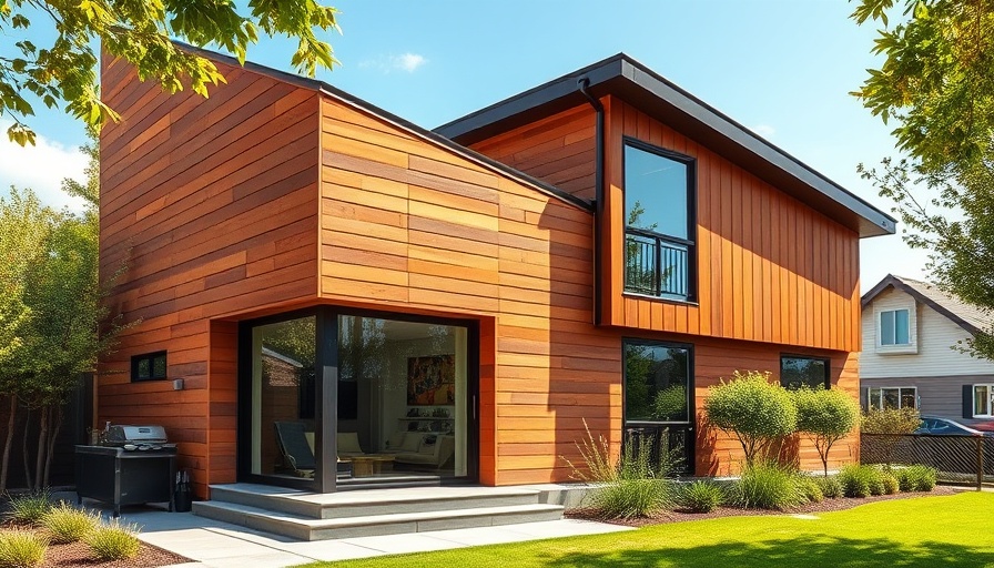 Modern home addition with terracotta cladding in suburban area.