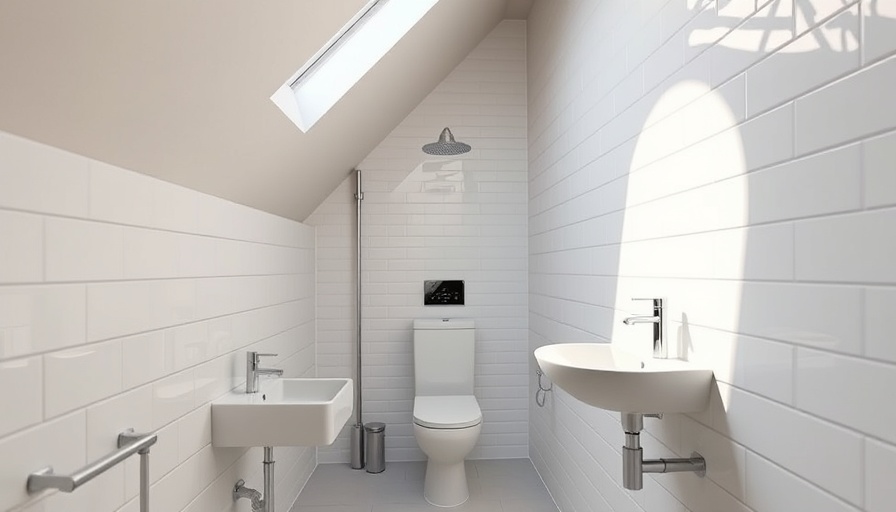 Modern wet room in a loft conversion with sleek white tiles.