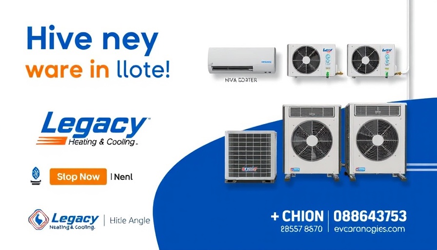 Legacy Heating & Cooling promotional content with HVAC units.