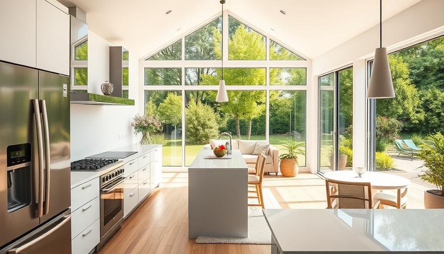 Modern home addition with large windows in a kitchen extension.