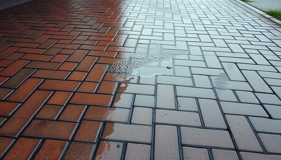 Driveway with puddles indicating drainage solutions needed.