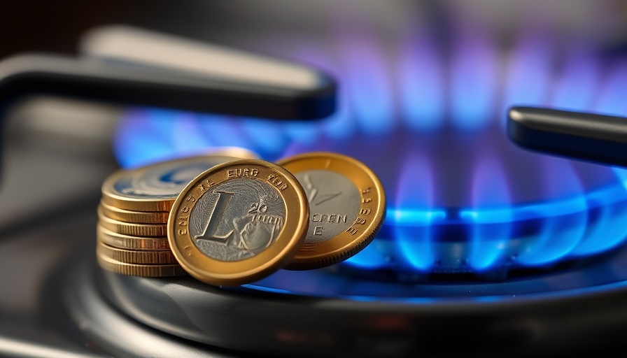 Euro coins on gas burner, symbolizing energy price cap.