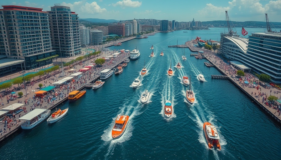 Harborfest 2025 Parade of Sail: vibrant harbor festival with boats and cityscape.