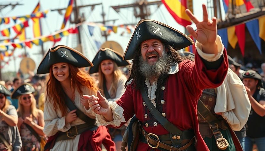 Actors in pirate costumes performing at Blackbeard Pirate Festival.