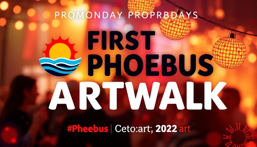 Colorful First Friday Phoebus Artwalk promotional poster.
