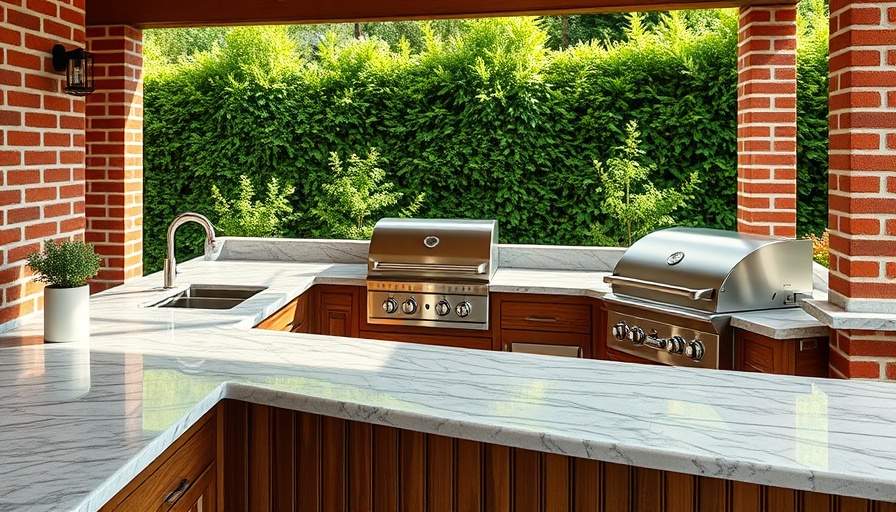 Outdoor bar countertops Hampton Roads with marble top and brick walls.