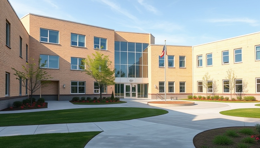 Modern school exterior in Hampton Roads, emphasizing security.