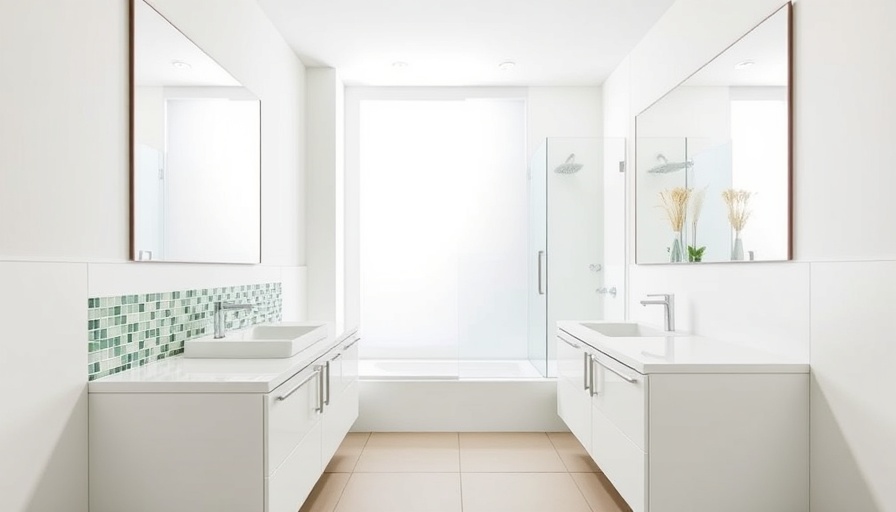 Modern bathroom designed to resist moisture damage with bright decor.