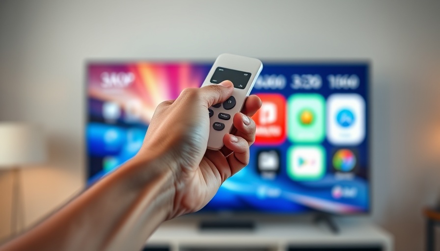 Close-up of Google TV streamer remote in hand, TV in background.