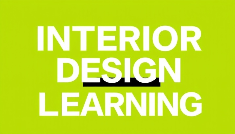 Interior design beginner guide poster with bold white text on green background.