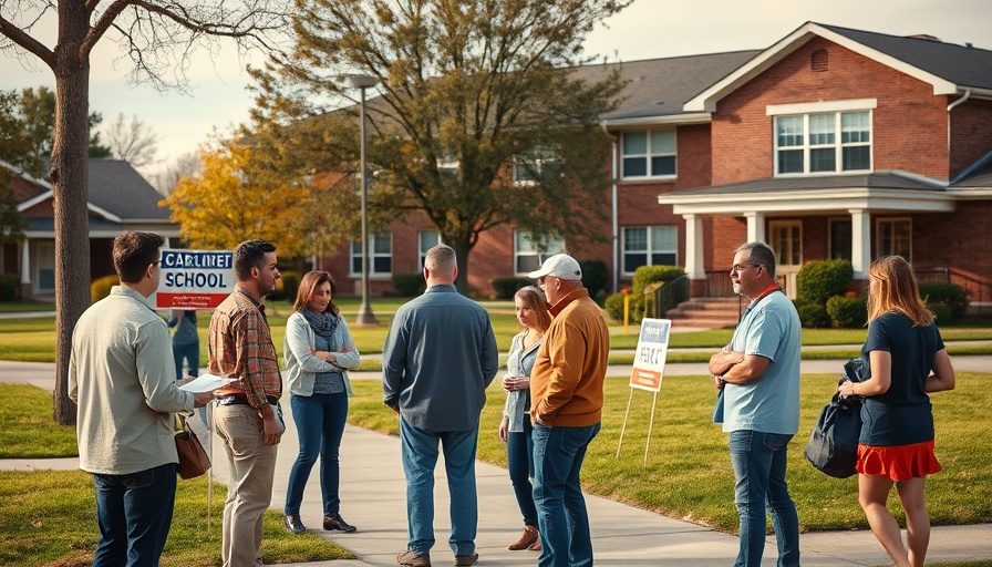 Campaign signs and voters at a polling place in Virginia.