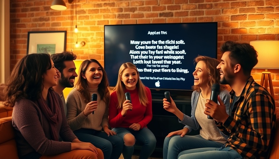 Friends enjoying Apple TV karaoke feature indoors