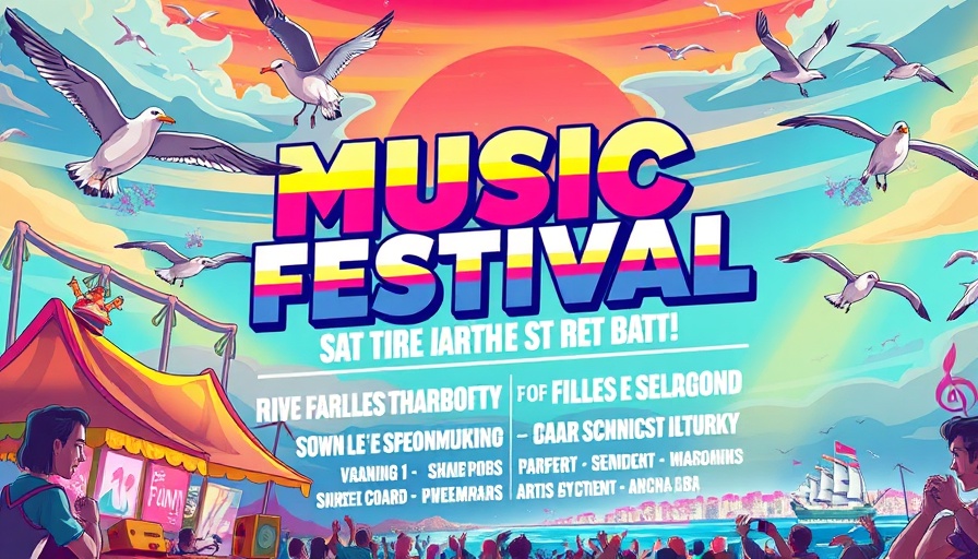 Colorful Point Break Festival poster in Virginia Beach with band names.