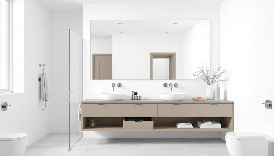 Modern minimalist bathroom with sleek countertop installation.