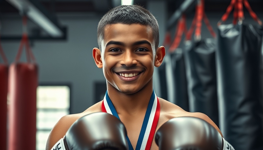 Chesapeake boxer wins Junior Olympics, wearing medals in the gym.