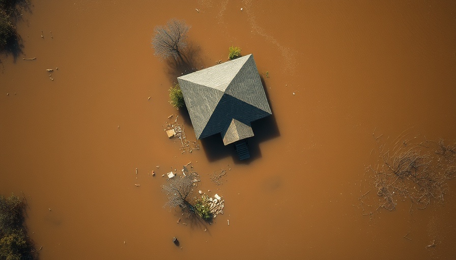 North Carolina flooding submerges house in muddy waters.