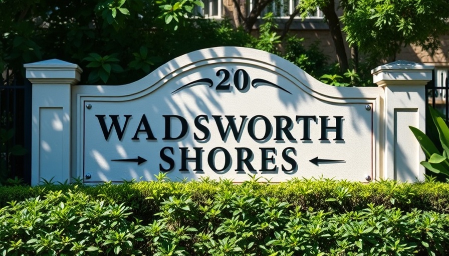 Wadsworth Shores sign at military housing site.