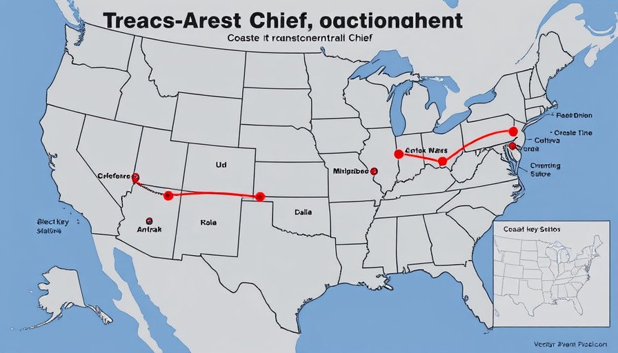 Proposed transcontinental train route map across Southeastern Virginia.