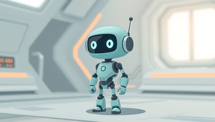 Simple cartoon robot in a futuristic design.