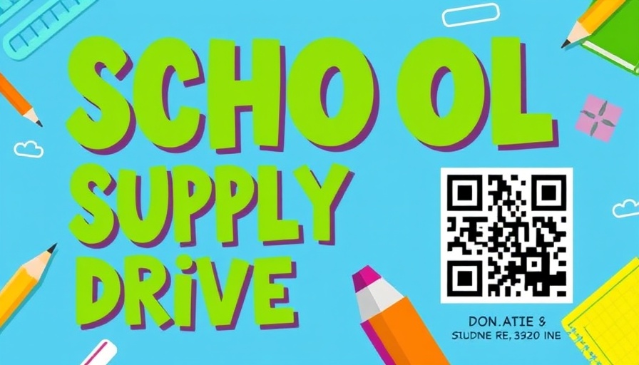 Southeastern Virginia Education Initiatives school supply drive graphic with donation QR code.