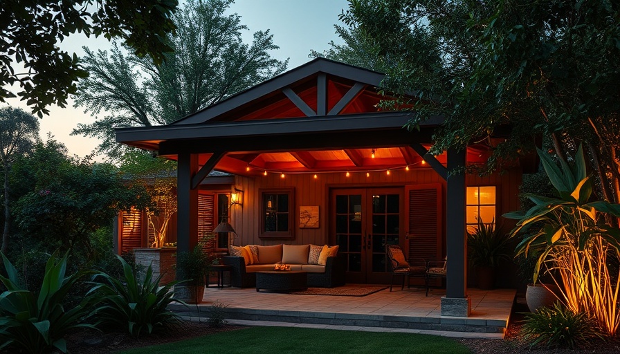 Cozy covered patio with seating and greenery, ideal size for Hampton Roads.