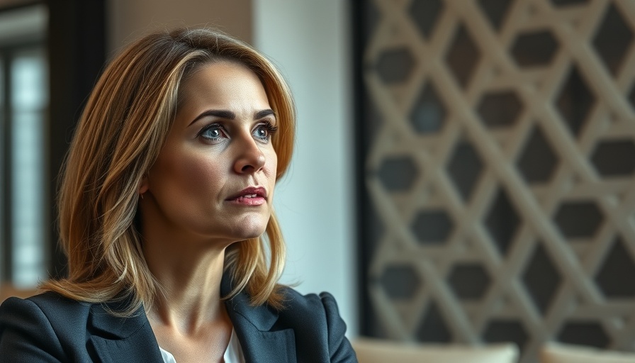 Professional woman engaged in conversation indoors.