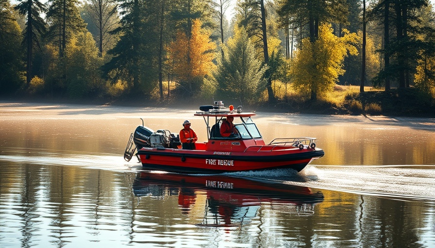 Fire department boat during a rescue operation in Chesapeake waters.