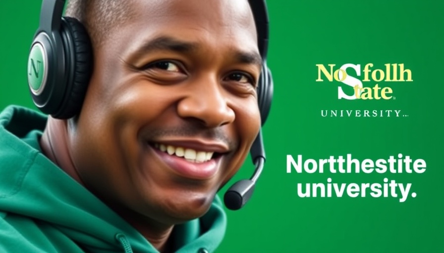 Norfolk State football show coach with headset and logo.