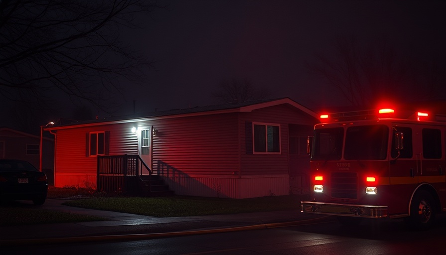Virginia Beach Fire scene at night with emergency lights.