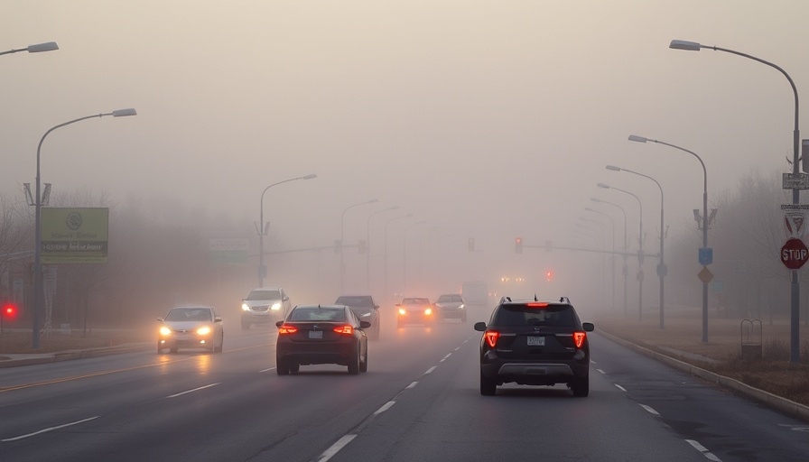 Misty morning traffic in Hampton Roads with FOG management.